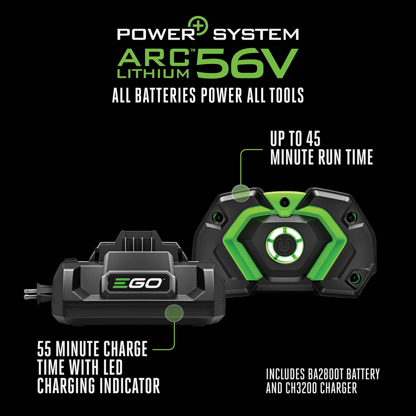EGO POWER+ String Trimmer, Battery Powered, 16" Trimmer for Weeds and Grass with POWERLOAD, LINE IQ, Telescopic Carbon Fiber Shaft, Includes 56V 4.0Ah Battery and Charger - ST1623T