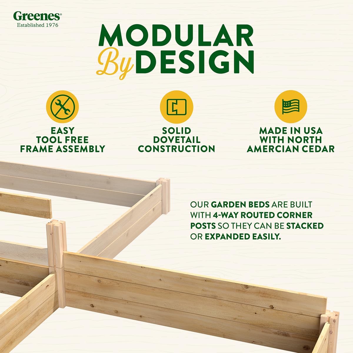 Greenes Fence Premium Cedar Raised Garden Bed with CritterGuard Fence System, 8' x 8' x 10.5" (3/4" Thick) U-Shaped Bed - Made in USA with North American Cedar