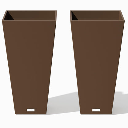 Veradek V-Resin Indoor/Outdoor Taper Planter, Set of 2 (30 inch, Black)