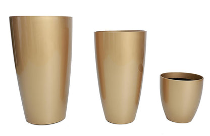 24,21,11 Inch Large Plastic Planters with Drainage Hole and Saucer - Set of 3 Tall Plant Pots Indoor Flower Pot Tall Round Planters Outdoor Large Tall Planter