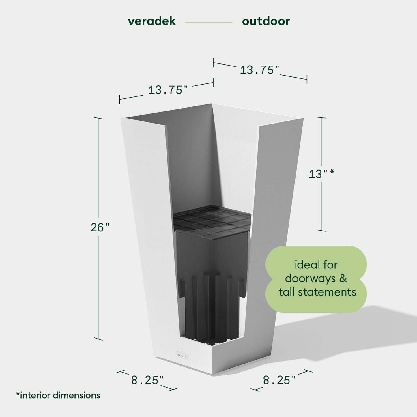 Veradek V-Resin Indoor/Outdoor Taper Planter, Set of 2 (30 inch, Black)