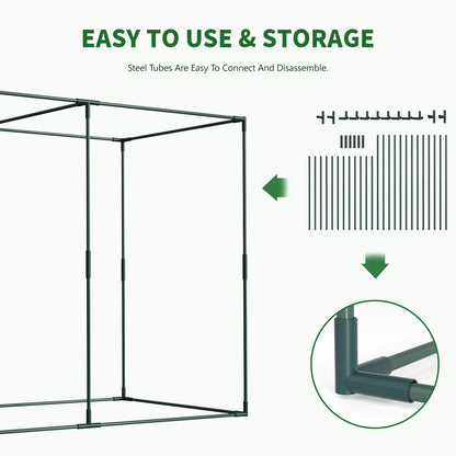 Galvanized Raised Garden Bed with Crop Cage Plant Protection Net Tent Kit for Garden Plant, 71"x35.4"x 59" Plants Protection Tent Cage Metal Planter Box Bottomless Planting Vegetables Outdoor