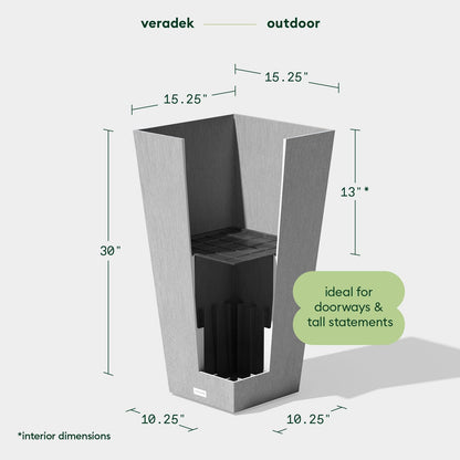 Veradek V-Resin Indoor/Outdoor Taper Planter, Set of 2 (30 inch, Black)