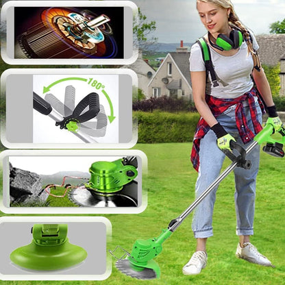 Weed Wacker - Electric Weed Wacker Cordless Trimmer. 4 in 1 Stringless Lightweight Weed Cutter/Grass Cutter/Lawn Edger.There are 4 Different Blades,Suitable for Gardens, patios (Black)