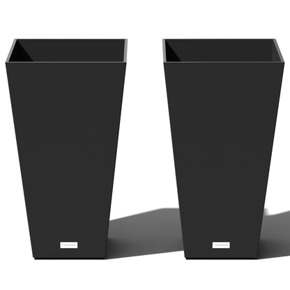 Veradek V-Resin Indoor/Outdoor Taper Planter, Set of 2 (30 inch, Black)