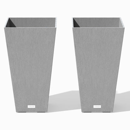 Veradek V-Resin Indoor/Outdoor Taper Planter, Set of 2 (30 inch, Black)