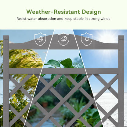 COMHOMA 2 Pack Planter Box with Trellis and Wheels, 48In Elevated Raised Garden Bed, Drainage Holes, Outdoor Lattice for Climbing Flowers, Vegetables, Patio Balcony, Brown