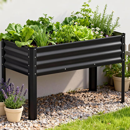 COMHOMA 2 Pack Planter Box with Trellis and Wheels, 48In Elevated Raised Garden Bed, Drainage Holes, Outdoor Lattice for Climbing Flowers, Vegetables, Patio Balcony, Brown