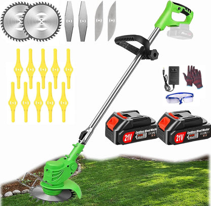 Weed Wacker - Electric Weed Wacker Cordless Trimmer. 4 in 1 Stringless Lightweight Weed Cutter/Grass Cutter/Lawn Edger.There are 4 Different Blades,Suitable for Gardens, patios (Black)