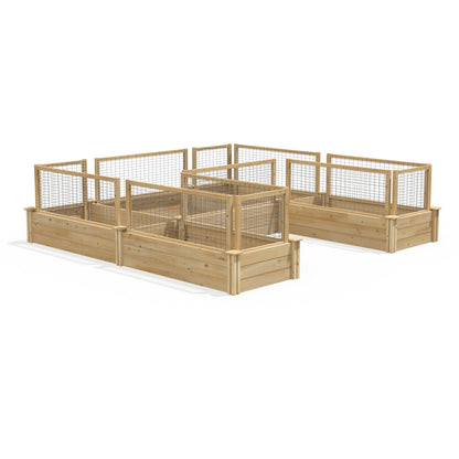 Greenes Fence Premium Cedar Raised Garden Bed with CritterGuard Fence System, 8' x 8' x 10.5" (3/4" Thick) U-Shaped Bed - Made in USA with North American Cedar