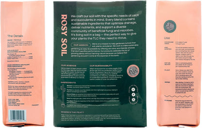 Rosy Soil Cactus Soil – Organic Succulent Potting Mix, Chunky Fast Draining, Peat-Free, Root Boosting Mix for AloeVera, Cacti, Indoor Succulents - 4qt