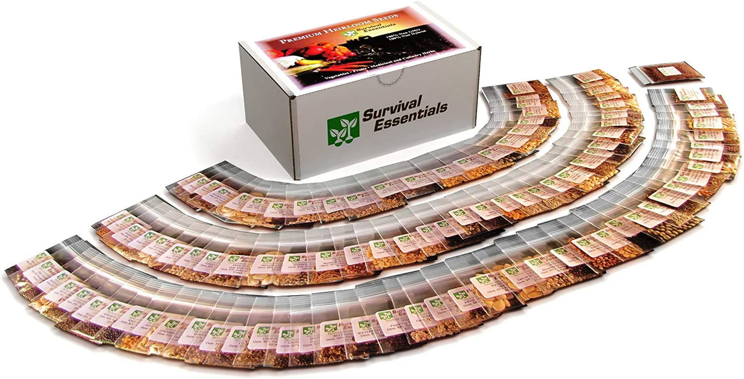 Ultimate Non-GMO Heirloom Survival Seed Vault – 23,000 Open-Pollinated Vegetable, Herb & Fruit Seeds for Planting – 144 Varieties for All USDA Hardiness Zones – Long Term Emergency Preparedness Seeds