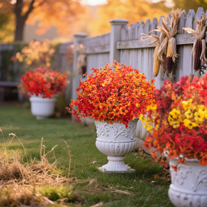 Grunyia 20 Bundles Artificial Flowers for Outdoors, UV Resistant Fake Plants Flowers Greenery Shrubs Plants for Decoration Outside Plants Hanging Planter Home Garden Decor