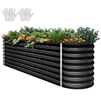 YITAHOME 8x4x1.5ft 2pcs Large Raised Garden Bed Kit, Galvanized Metal Planter Box with Gloves, Outdoor Above Ground Planters for Plants Vegetables Flowers, Silver