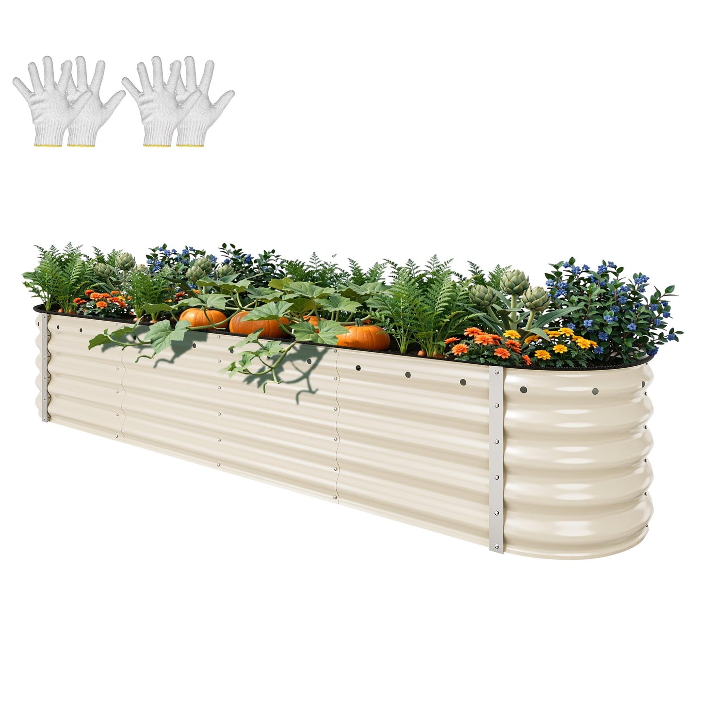 YITAHOME 8x4x1.5ft 2pcs Large Raised Garden Bed Kit, Galvanized Metal Planter Box with Gloves, Outdoor Above Ground Planters for Plants Vegetables Flowers, Silver