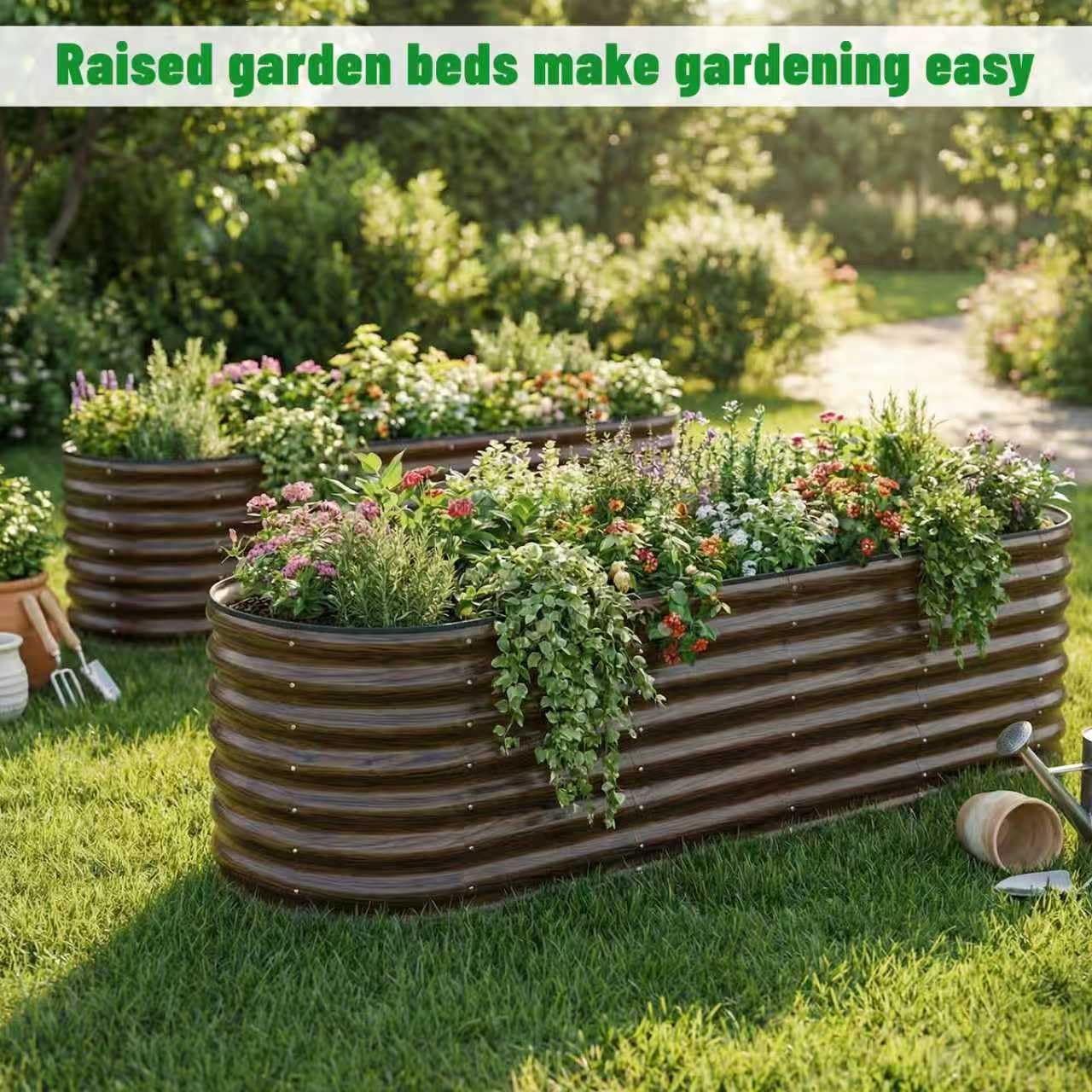 SnugNiture Galvanized Steel Raised Garden Bed Kit - 2 Pack 4x2x2 ft Metal Planter Box for Vegetables, Flowers, Herbs | Easy Assembly, Open Bottom Design for Optimal Drainage