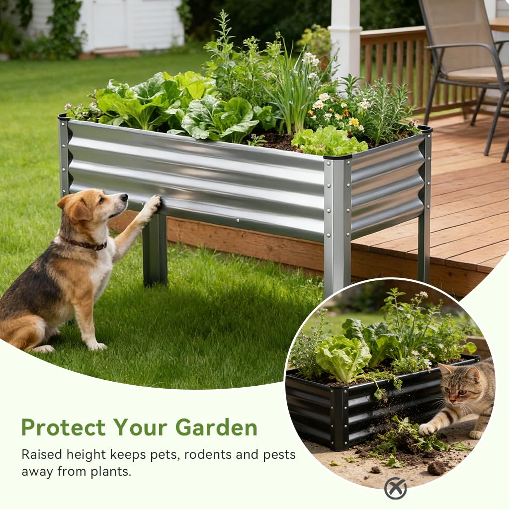 COMHOMA 2 Pack Planter Box with Trellis and Wheels, 48In Elevated Raised Garden Bed, Drainage Holes, Outdoor Lattice for Climbing Flowers, Vegetables, Patio Balcony, Brown