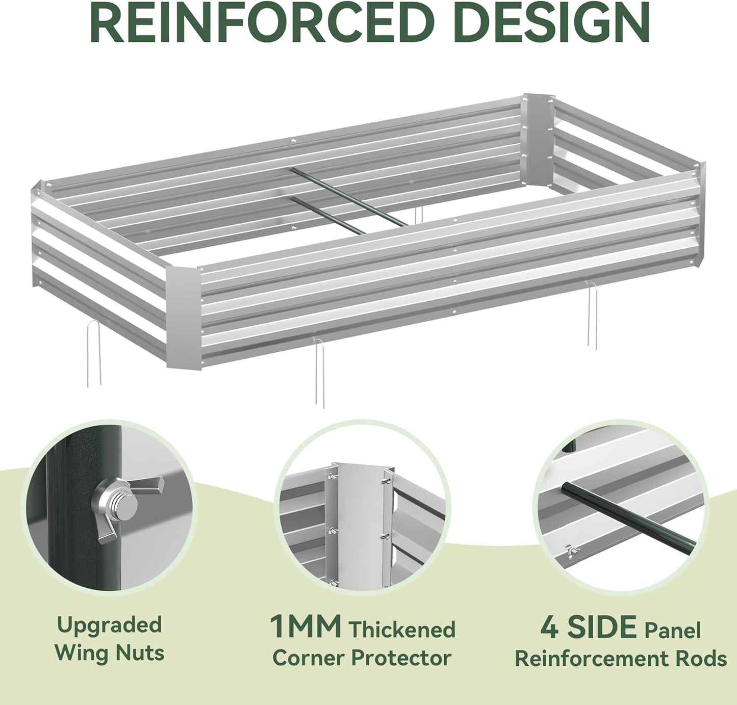 Lineware Raised Garden Bed with Self-Watering System, 6x3x1 ft Elevated Planter Boxes Outdoor with PE Cover, Galvanized Raised Beds for Gardening,Vegetables,Flowers, Backyard, Patio