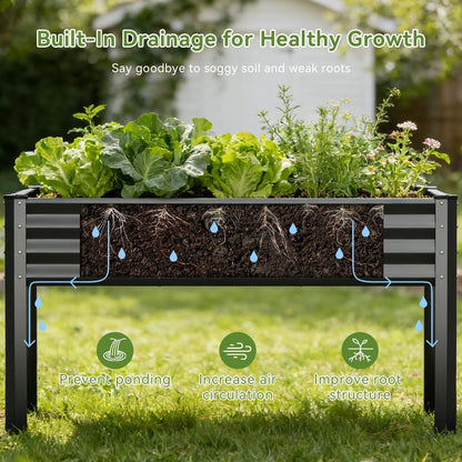 COMHOMA 2 Pack Planter Box with Trellis and Wheels, 48In Elevated Raised Garden Bed, Drainage Holes, Outdoor Lattice for Climbing Flowers, Vegetables, Patio Balcony, Brown