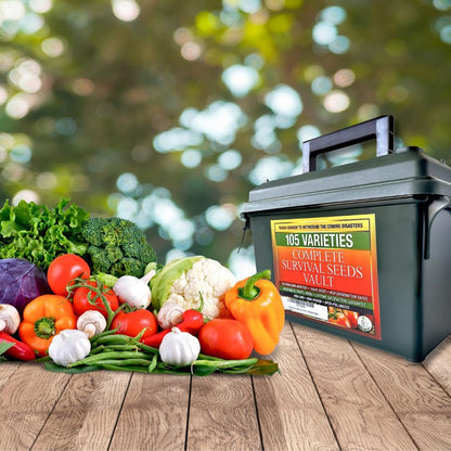 Survival Garden Heirloom Seeds Non GMO - 105 Varieties of Herb, Fruit and Vegetable Seeds for Planting Home Garden Plus Seed Storage Organizer Vault - Non Hybrid Open Pollinated by Grow For It