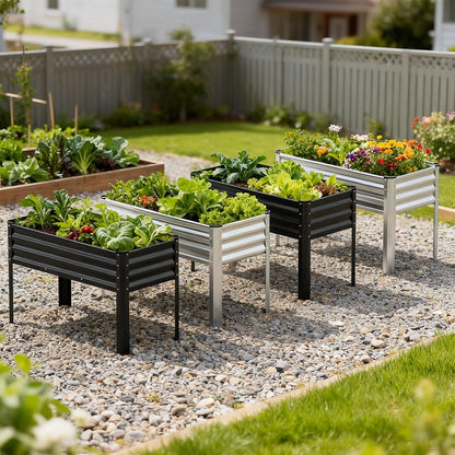 COMHOMA 2 Pack Planter Box with Trellis and Wheels, 48In Elevated Raised Garden Bed, Drainage Holes, Outdoor Lattice for Climbing Flowers, Vegetables, Patio Balcony, Brown