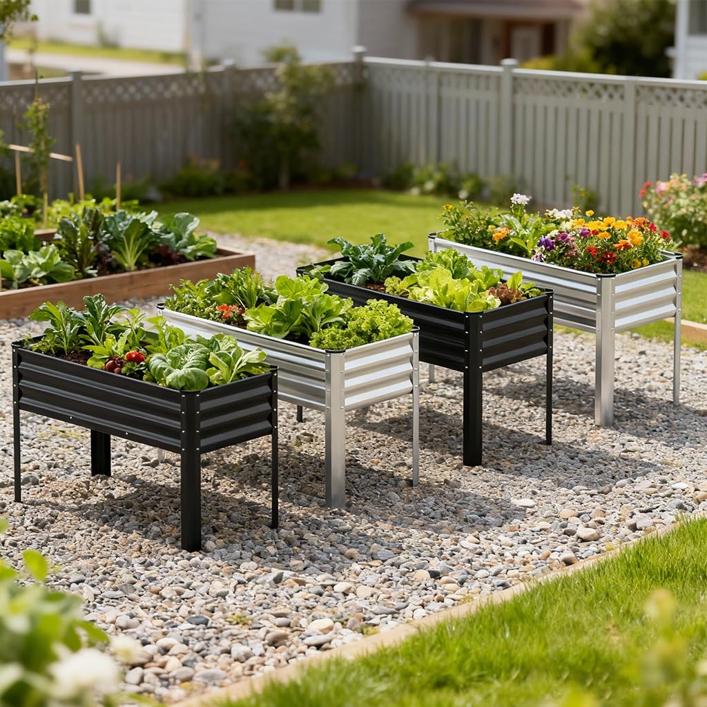 COMHOMA 2 Pack Planter Box with Trellis and Wheels, 48In Elevated Raised Garden Bed, Drainage Holes, Outdoor Lattice for Climbing Flowers, Vegetables, Patio Balcony, Brown
