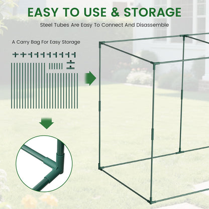 Galvanized Raised Garden Bed with Crop Cage Plant Protection Net Tent Kit for Garden Plant, 71"x35.4"x 59" Plants Protection Tent Cage Metal Planter Box Bottomless Planting Vegetables Outdoor