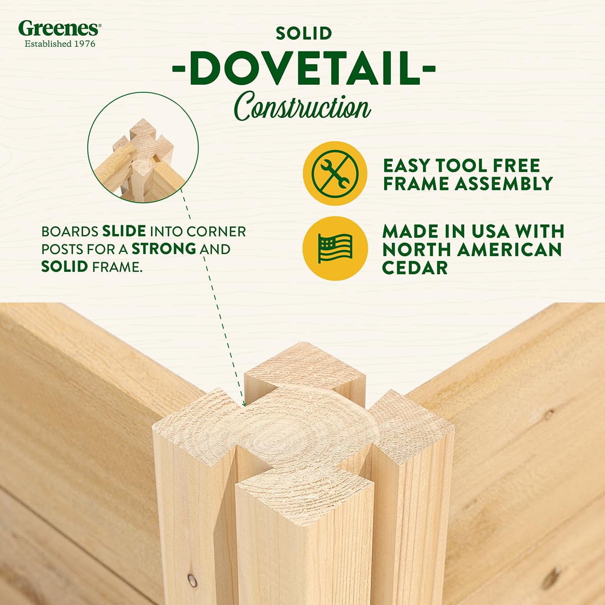 Greenes Fence Premium Cedar Raised Garden Bed with CritterGuard Fence System, 8' x 8' x 10.5" (3/4" Thick) U-Shaped Bed - Made in USA with North American Cedar