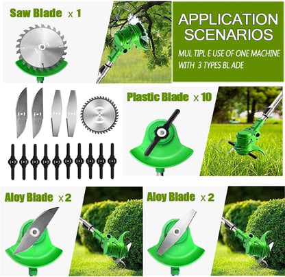 Weed Wacker - Electric Weed Wacker Cordless Trimmer. 4 in 1 Stringless Lightweight Weed Cutter/Grass Cutter/Lawn Edger.There are 4 Different Blades,Suitable for Gardens, patios (Black)