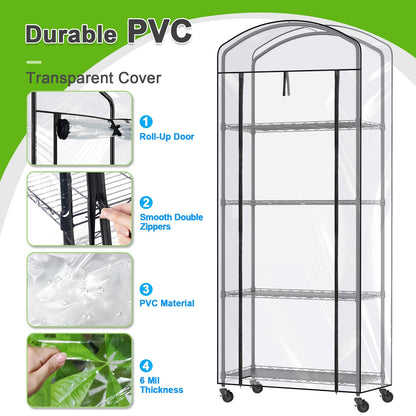 Walk-in Greenhouse with Height-Adjustable Shelves, Heavy Duty Green House for Outdoors/Indoors, Heavy-Duty Steel Frame & Thickened PVC Cover, 82"x57"x55.5", Black