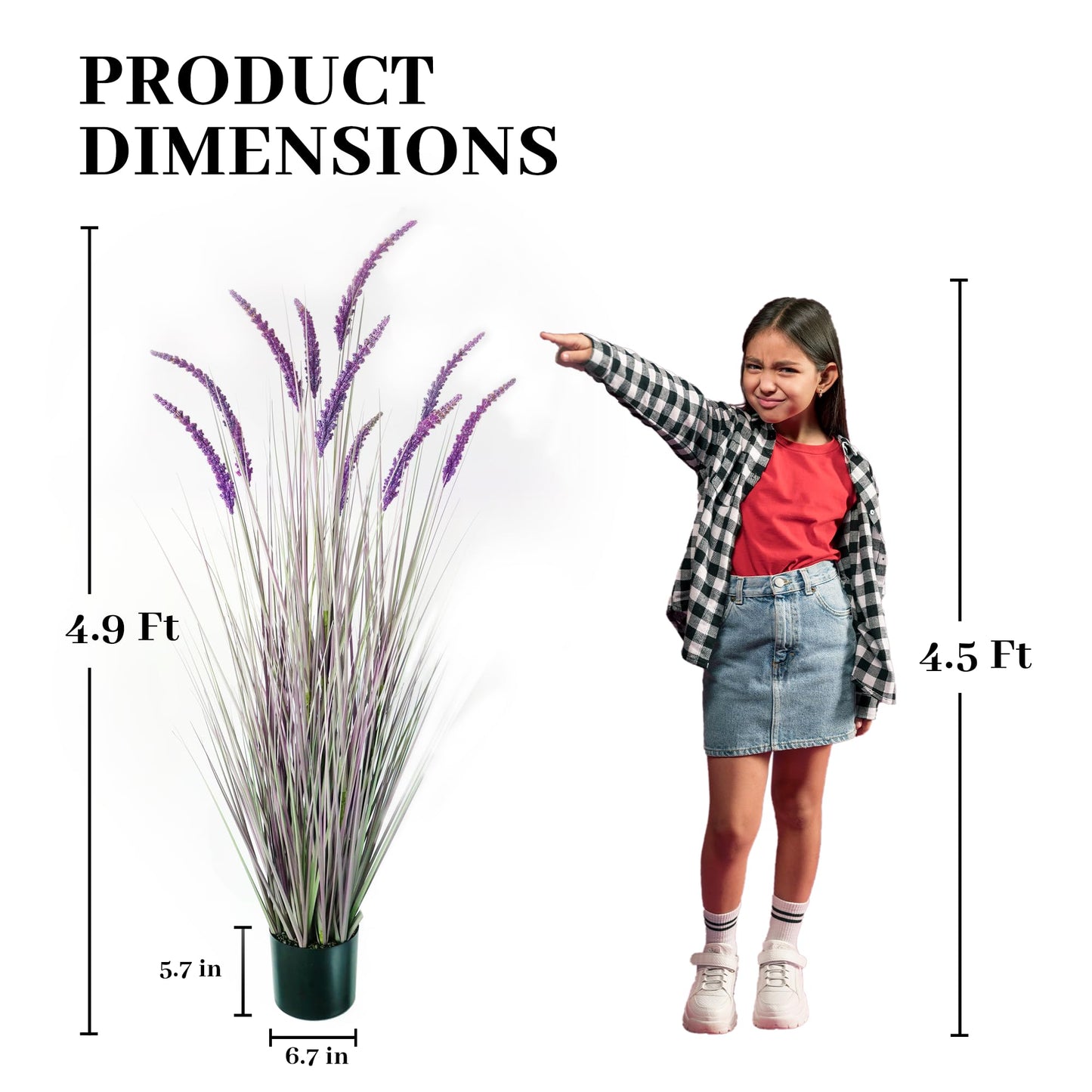 KOL 4ft 2-Pack Artificial Veronica Horsetail Reed Grass – 47in Tall Faux Purple Grass Plants in Pots, UV Resistant Fake Greenery for Indoor Outdoor Home, Office, Patio & Wedding Décor