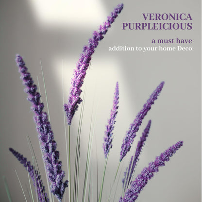 KOL 4ft 2-Pack Artificial Veronica Horsetail Reed Grass – 47in Tall Faux Purple Grass Plants in Pots, UV Resistant Fake Greenery for Indoor Outdoor Home, Office, Patio & Wedding Décor