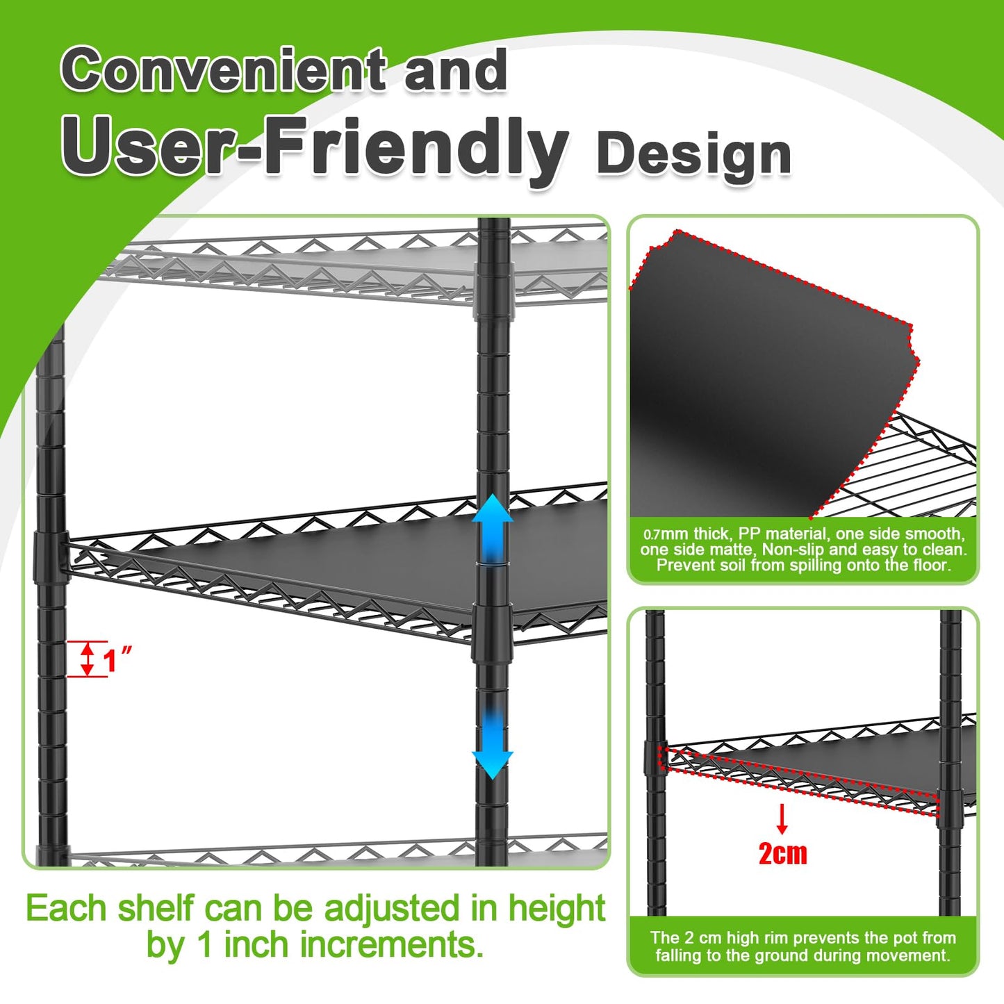 Walk-in Greenhouse with Height-Adjustable Shelves, Heavy Duty Green House for Outdoors/Indoors, Heavy-Duty Steel Frame & Thickened PVC Cover, 82"x57"x55.5", Black