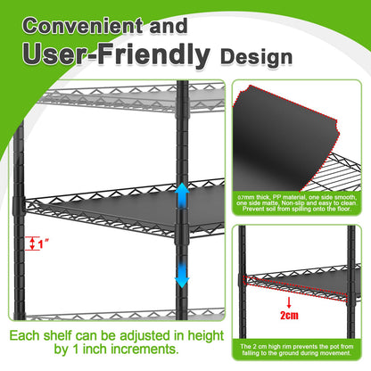Walk-in Greenhouse with Height-Adjustable Shelves, Heavy Duty Green House for Outdoors/Indoors, Heavy-Duty Steel Frame & Thickened PVC Cover, 82"x57"x55.5", Black