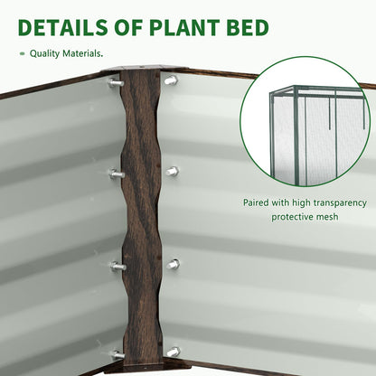 Galvanized Raised Garden Bed with Crop Cage Plant Protection Net Tent Kit for Garden Plant, 71"x35.4"x 59" Plants Protection Tent Cage Metal Planter Box Bottomless Planting Vegetables Outdoor