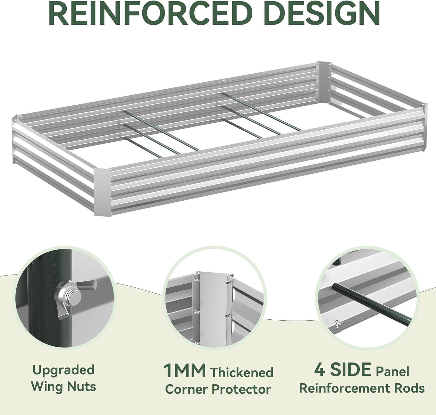 Lineware Raised Garden Bed with Self-Watering System, 6x3x1 ft Elevated Planter Boxes Outdoor with PE Cover, Galvanized Raised Beds for Gardening,Vegetables,Flowers, Backyard, Patio