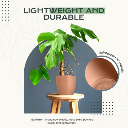 Utopia Home Plant Pots Indoor with Drainage Holes – Set of 5 White Plastic Flower Pots (7/6.6/6/5.3/4.8 Inch) – Modern Planters for Indoor Plants, Room & Office Décor, Great Stocking Stuffers