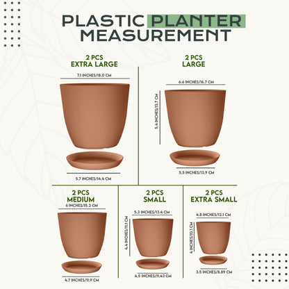 Utopia Home Plant Pots Indoor with Drainage Holes – Set of 5 White Plastic Flower Pots (7/6.6/6/5.3/4.8 Inch) – Modern Planters for Indoor Plants, Room & Office Décor, Great Stocking Stuffers