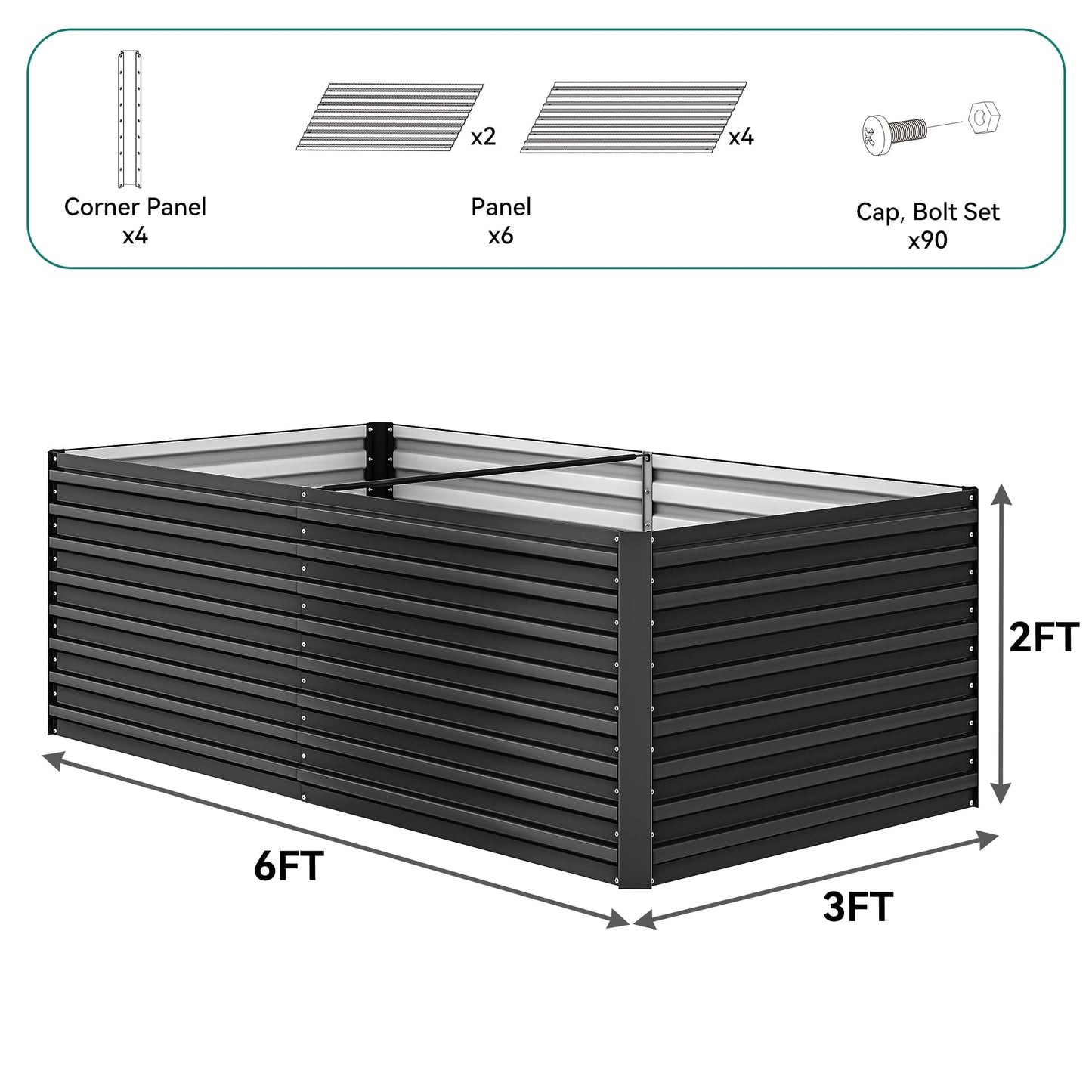 YITAHOME 8x4x1.5ft 2pcs Large Raised Garden Bed Kit, Galvanized Metal Planter Box with Gloves, Outdoor Above Ground Planters for Plants Vegetables Flowers, Silver