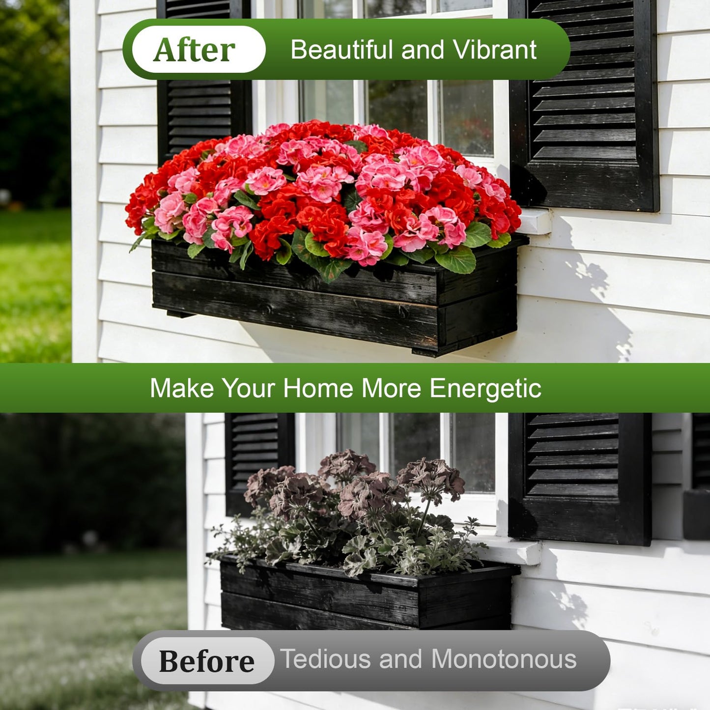12 Bundles Artificial Geranium Fake Flowers for Outdoor UV Resistant, Outside Spring Red Flower Decoration for Home Kitchen Table Cemetery Garden Planter, Front Door Silk Faux Plants
