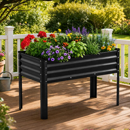 COMHOMA 2 Pack Planter Box with Trellis and Wheels, 48In Elevated Raised Garden Bed, Drainage Holes, Outdoor Lattice for Climbing Flowers, Vegetables, Patio Balcony, Brown
