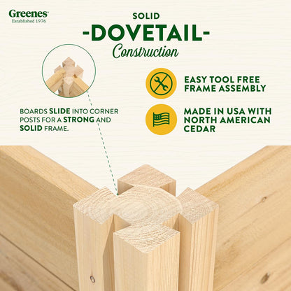 Greenes Fence Premium Cedar Raised Garden Bed with CritterGuard Fence System, 8' x 8' x 10.5" (3/4" Thick) U-Shaped Bed - Made in USA with North American Cedar