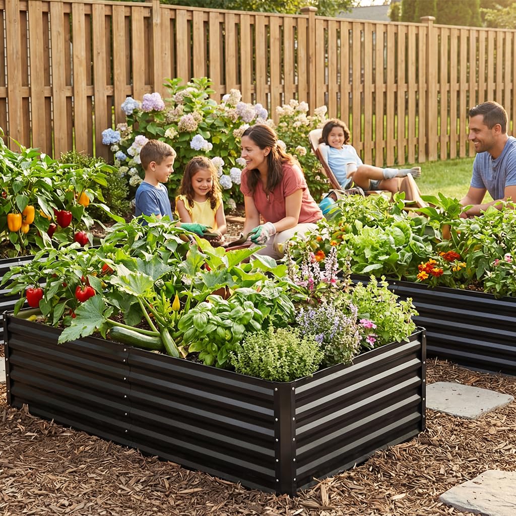 COMHOMA 2 Pack Planter Box with Trellis and Wheels, 48In Elevated Raised Garden Bed, Drainage Holes, Outdoor Lattice for Climbing Flowers, Vegetables, Patio Balcony, Brown