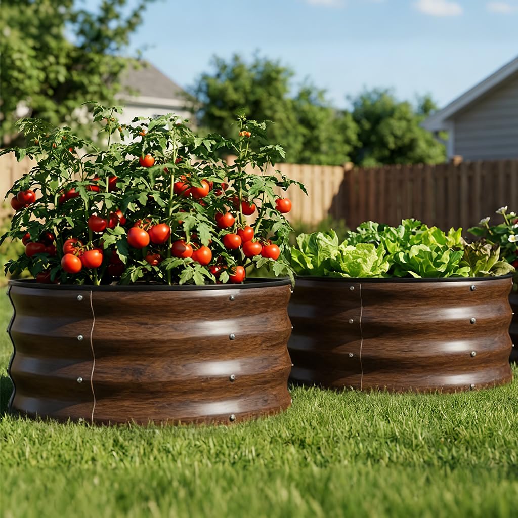 COMHOMA 2 Pack Planter Box with Trellis and Wheels, 48In Elevated Raised Garden Bed, Drainage Holes, Outdoor Lattice for Climbing Flowers, Vegetables, Patio Balcony, Brown
