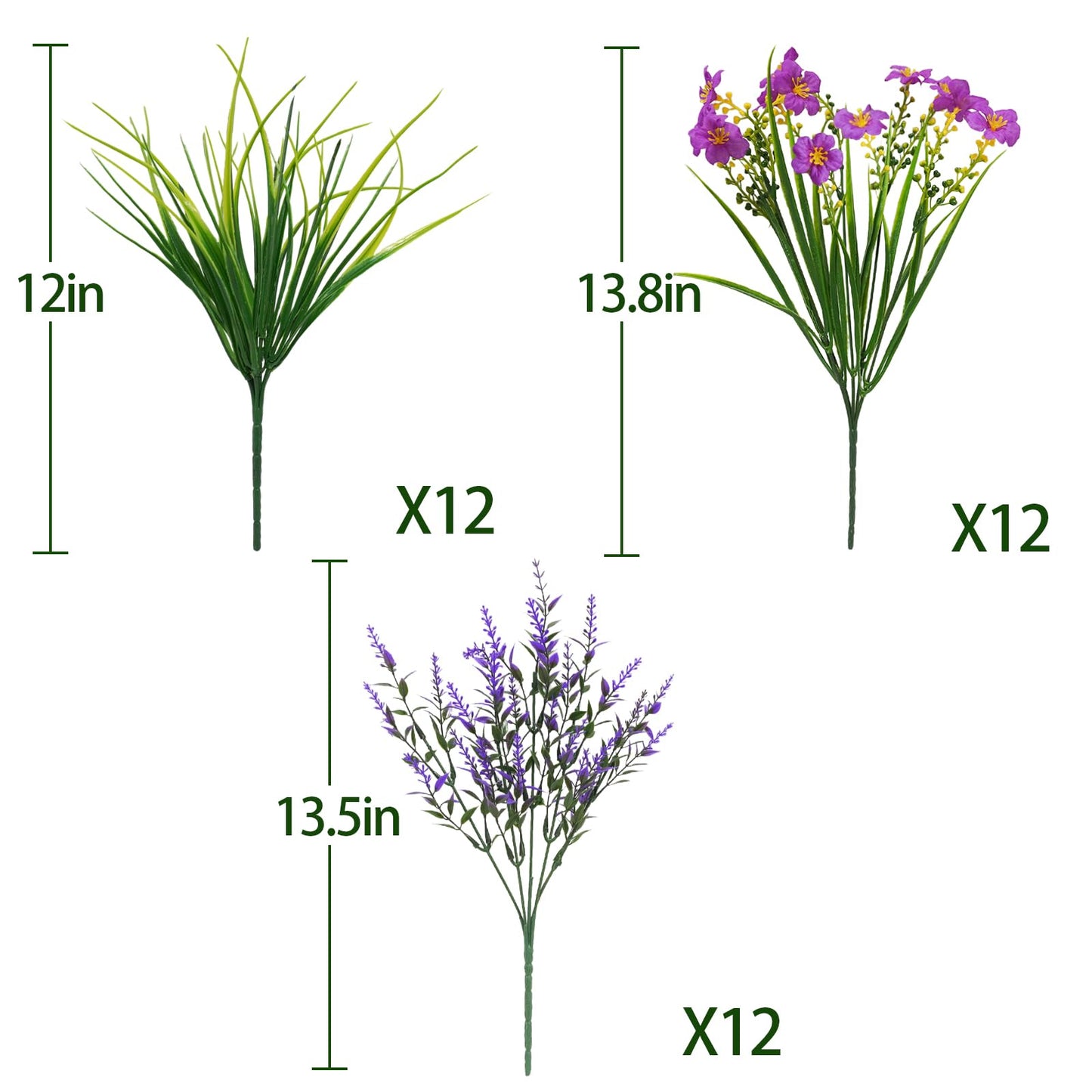 36 Pcs Artificial Flowers for Outdoors, Faux Artificial Plants UV Resistant Fake Plants Outside for Planter Porch Window Home Patio Yard Garden Decor (Mixed Purple)