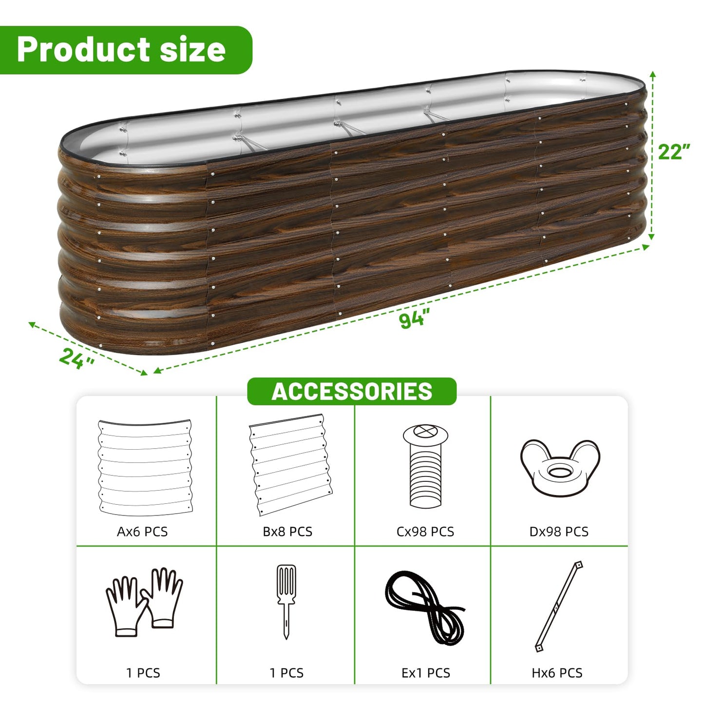 SnugNiture Galvanized Steel Raised Garden Bed Kit - 2 Pack 4x2x2 ft Metal Planter Box for Vegetables, Flowers, Herbs | Easy Assembly, Open Bottom Design for Optimal Drainage