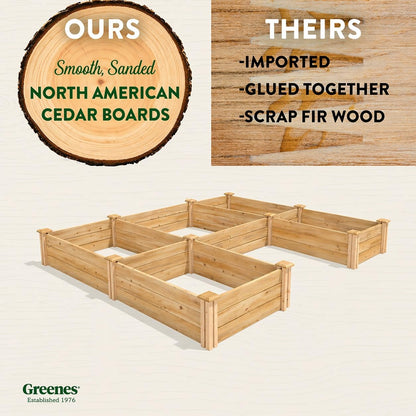 Greenes Fence Premium Cedar Raised Garden Bed with CritterGuard Fence System, 8' x 8' x 10.5" (3/4" Thick) U-Shaped Bed - Made in USA with North American Cedar