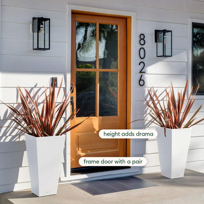 Veradek V-Resin Indoor/Outdoor Taper Planter, Set of 2 (30 inch, Black)