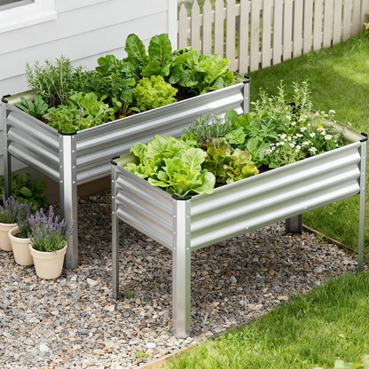 COMHOMA 2 Pack Planter Box with Trellis and Wheels, 48In Elevated Raised Garden Bed, Drainage Holes, Outdoor Lattice for Climbing Flowers, Vegetables, Patio Balcony, Brown