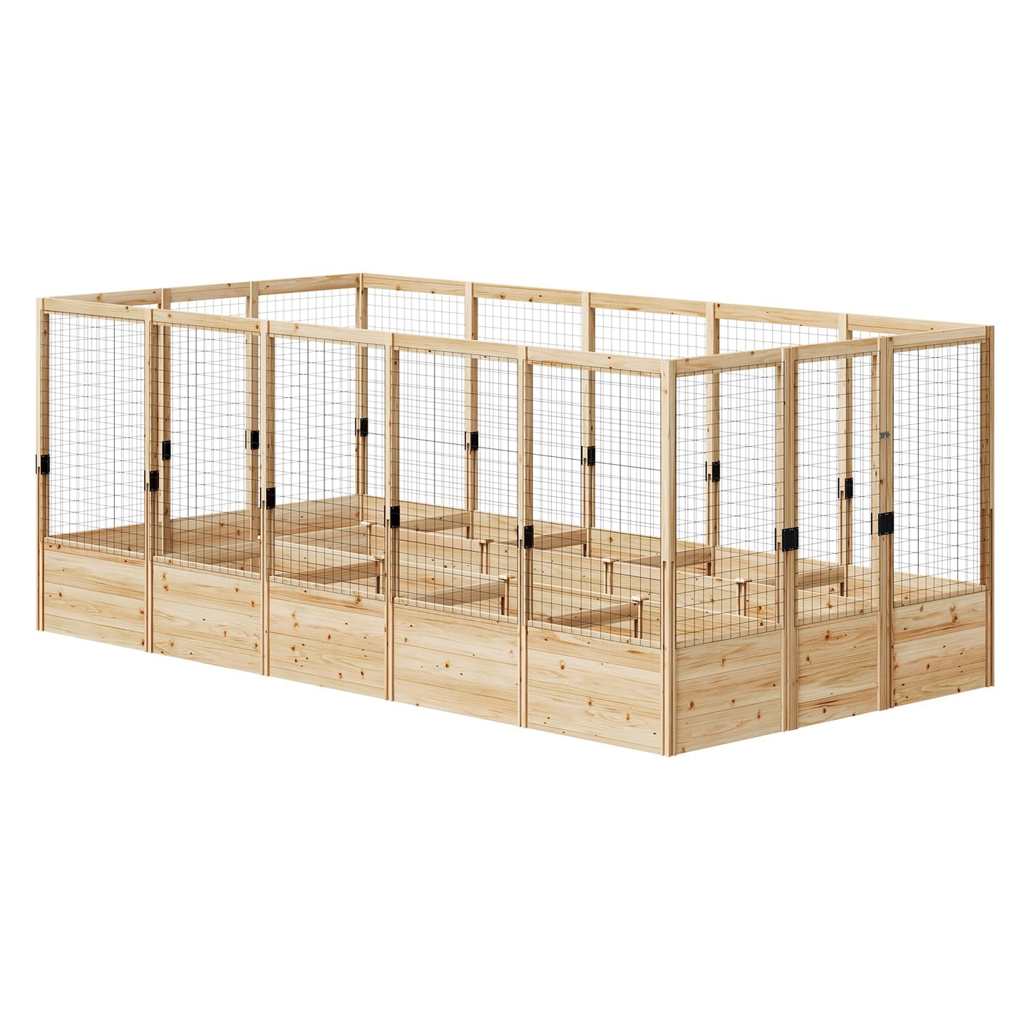 AMERLIFE Raised Garden Bed with Deer Proof Fence, 7.5Wx17Dx6H Outdoor Wooden Raised Garden Bed Planter with 19" Depth Planter Box